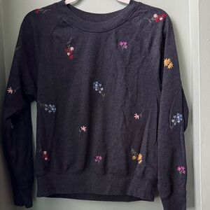Old Navy Women's Sweater with Floral Embroidery - Dark Gray XS